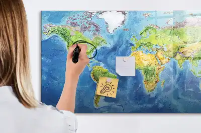 Mapa-múndi quadro magnético para escrever