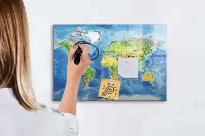 Mapa-múndi quadro magnético para escrever