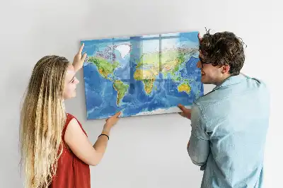 Mapa-múndi quadro magnético para escrever