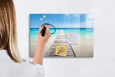 Quadro magnético para desenhar tema ilha tropical