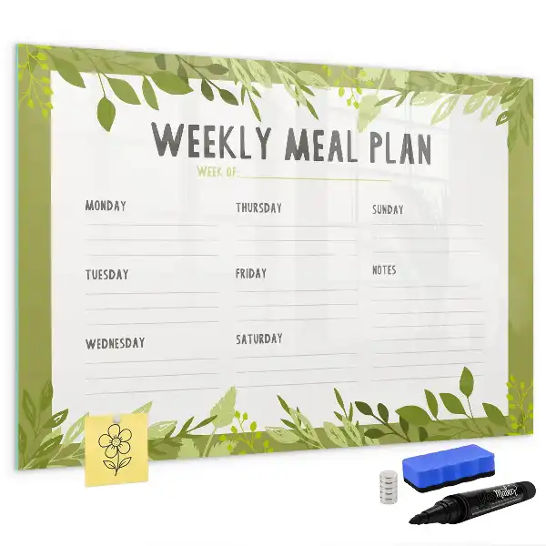 Quadro magnético para escrever menu semanal
