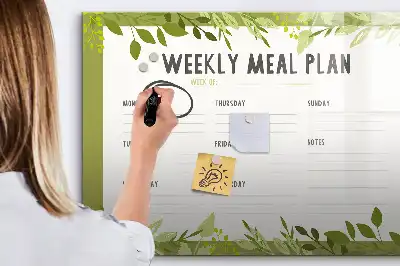 Quadro magnético para escrever menu semanal