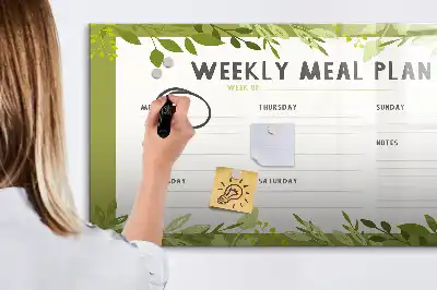 Quadro magnético para escrever menu semanal