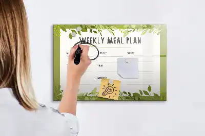Quadro magnético para escrever menu semanal