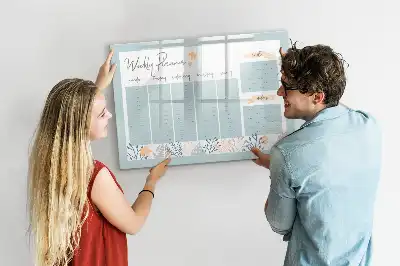 Quadro magnético para desenhar com organizador de horários semanais