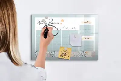 Quadro magnético para desenhar com organizador de horários semanais