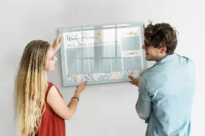 Quadro magnético para desenhar com organizador de horários semanais