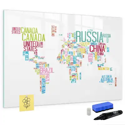 Quadro magnético para desenhar mapa com nomes dos países