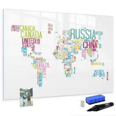 Quadro magnético para desenhar mapa com nomes dos países