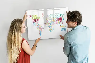 Quadro magnético para desenhar mapa com nomes dos países