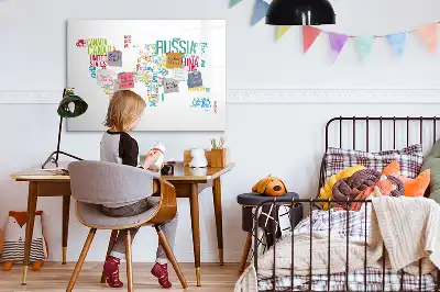 Quadro magnético para desenhar mapa com nomes dos países