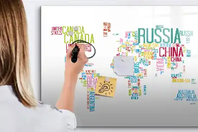 Quadro magnético para desenhar mapa com nomes dos países