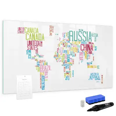 Quadro magnético para desenhar mapa com nomes dos países