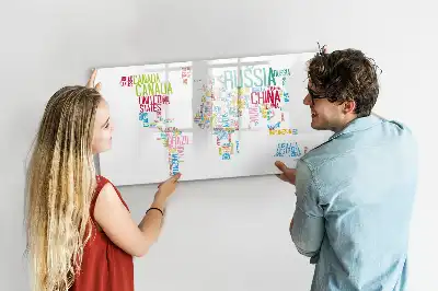Quadro magnético para desenhar mapa com nomes dos países