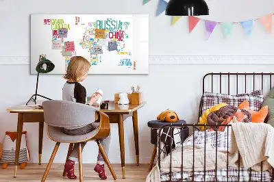 Quadro magnético para desenhar mapa com nomes dos países