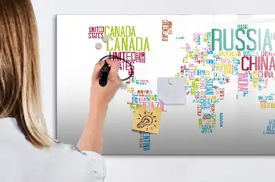 Quadro magnético para desenhar mapa com nomes dos países