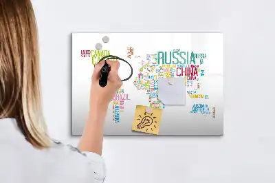 Quadro magnético para desenhar mapa com nomes dos países