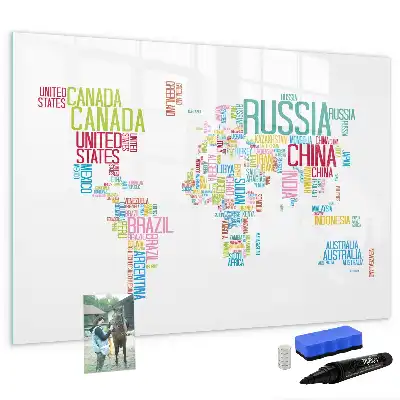 Quadro magnético para desenhar mapa com nomes dos países
