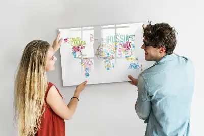 Quadro magnético para desenhar mapa com nomes dos países