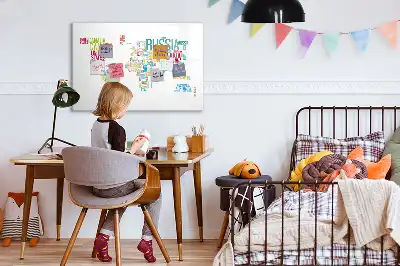 Quadro magnético para desenhar mapa com nomes dos países