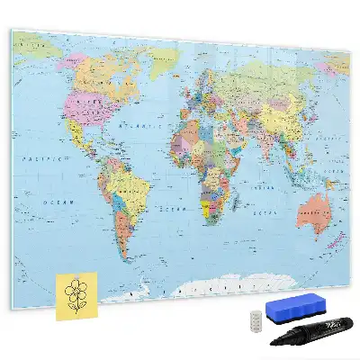 Mapa-múndi quadro magnético para escrever
