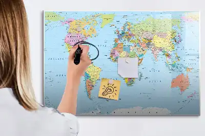 Mapa-múndi quadro magnético para escrever