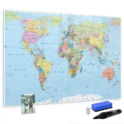 Mapa-múndi quadro magnético para escrever