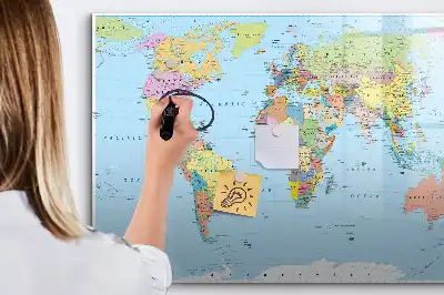 Mapa-múndi quadro magnético para escrever