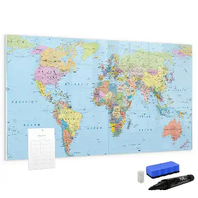 Mapa-múndi quadro magnético para escrever