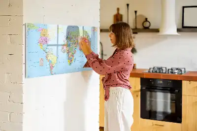 Mapa-múndi quadro magnético para escrever