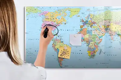 Mapa-múndi quadro magnético para escrever