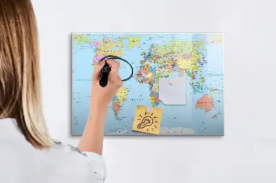 Mapa-múndi quadro magnético para escrever