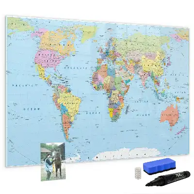 Mapa-múndi quadro magnético para escrever