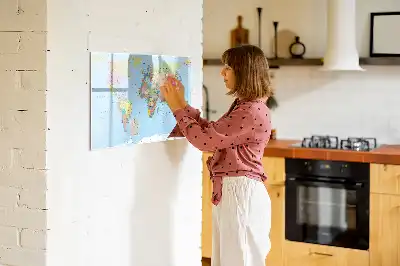 Mapa-múndi quadro magnético para escrever