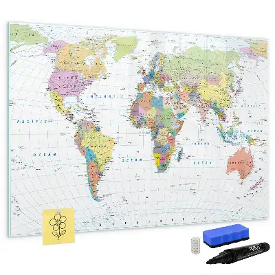 Mapa-múndi quadro magnético para desenhar