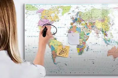 Mapa-múndi quadro magnético para desenhar