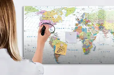 Mapa-múndi quadro magnético para desenhar