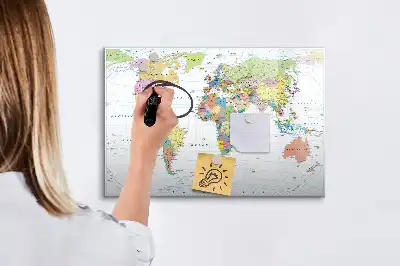 Mapa-múndi quadro magnético para desenhar