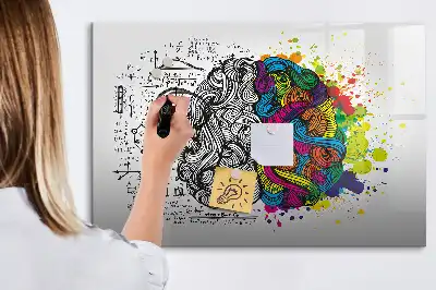 Quadro magnético para desenho tema abstração de cérebro