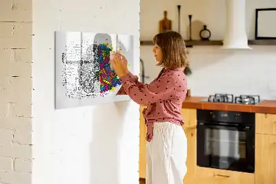 Quadro magnético para desenho tema abstração de cérebro
