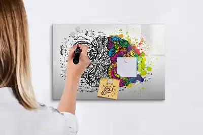 Quadro magnético para desenho tema abstração de cérebro
