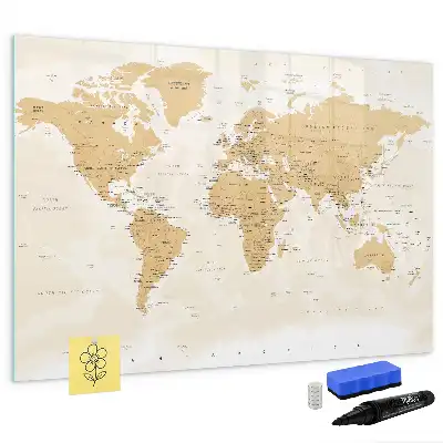 Mapa-múndi político quadro magnético para escrever