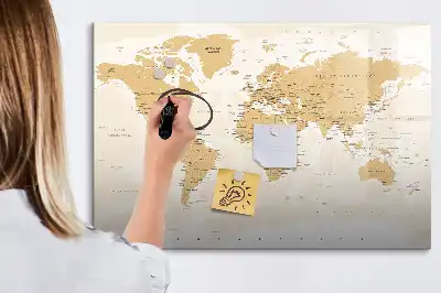 Mapa-múndi político quadro magnético para escrever