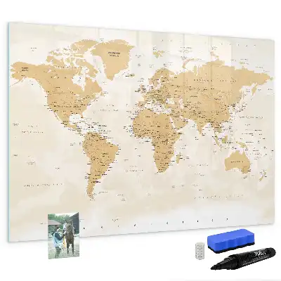 Mapa-múndi político quadro magnético para escrever