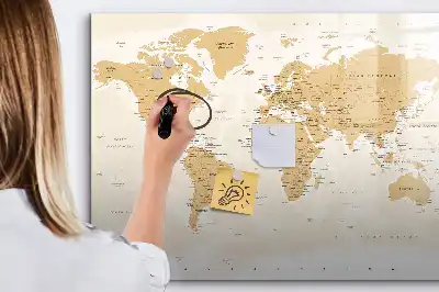 Mapa-múndi político quadro magnético para escrever