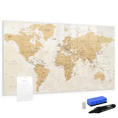 Mapa-múndi político quadro magnético para escrever