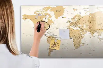 Mapa-múndi político quadro magnético para escrever