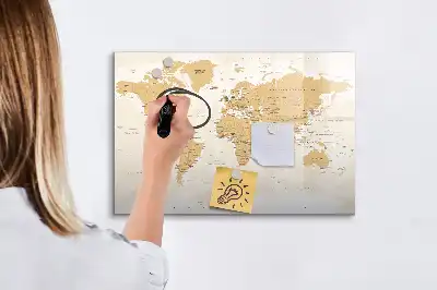 Mapa-múndi político quadro magnético para escrever