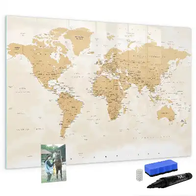 Mapa-múndi político quadro magnético para escrever