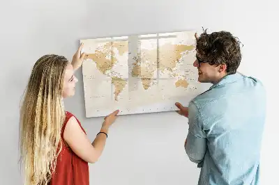 Mapa-múndi político quadro magnético para escrever